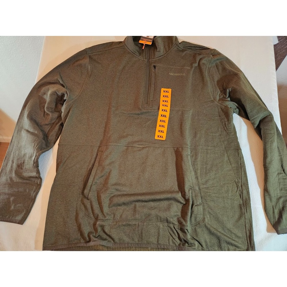 Merrell Men's 1/4 Zip Fleece Moisture Wicking Sweater, Green Size XXL